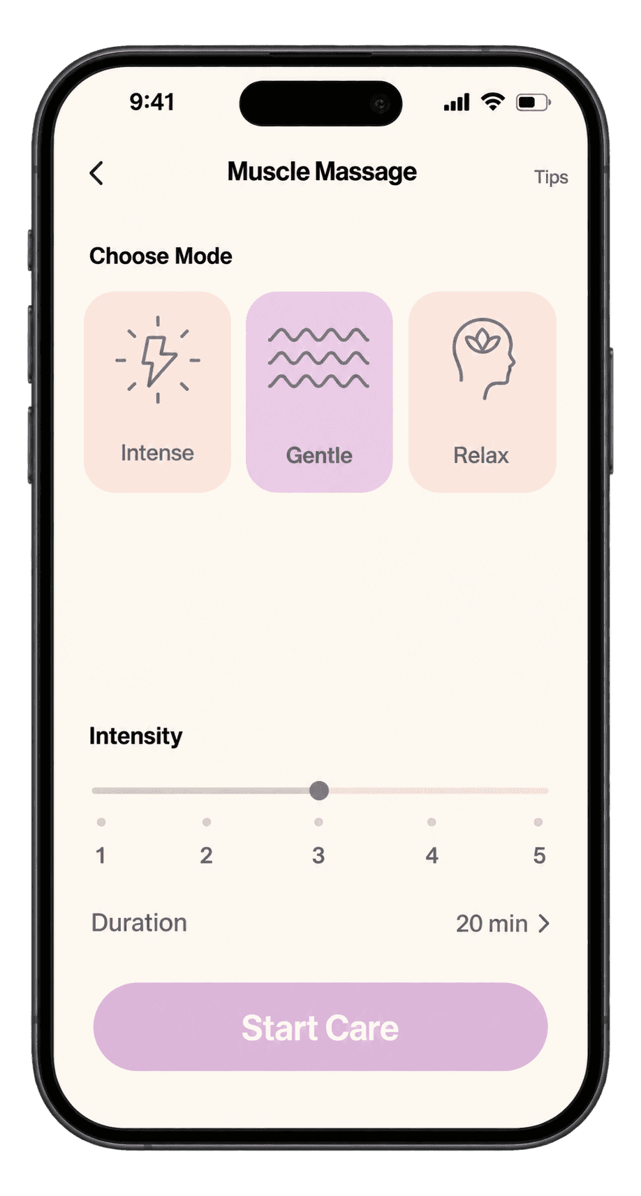 Original Bloom app care mode screen