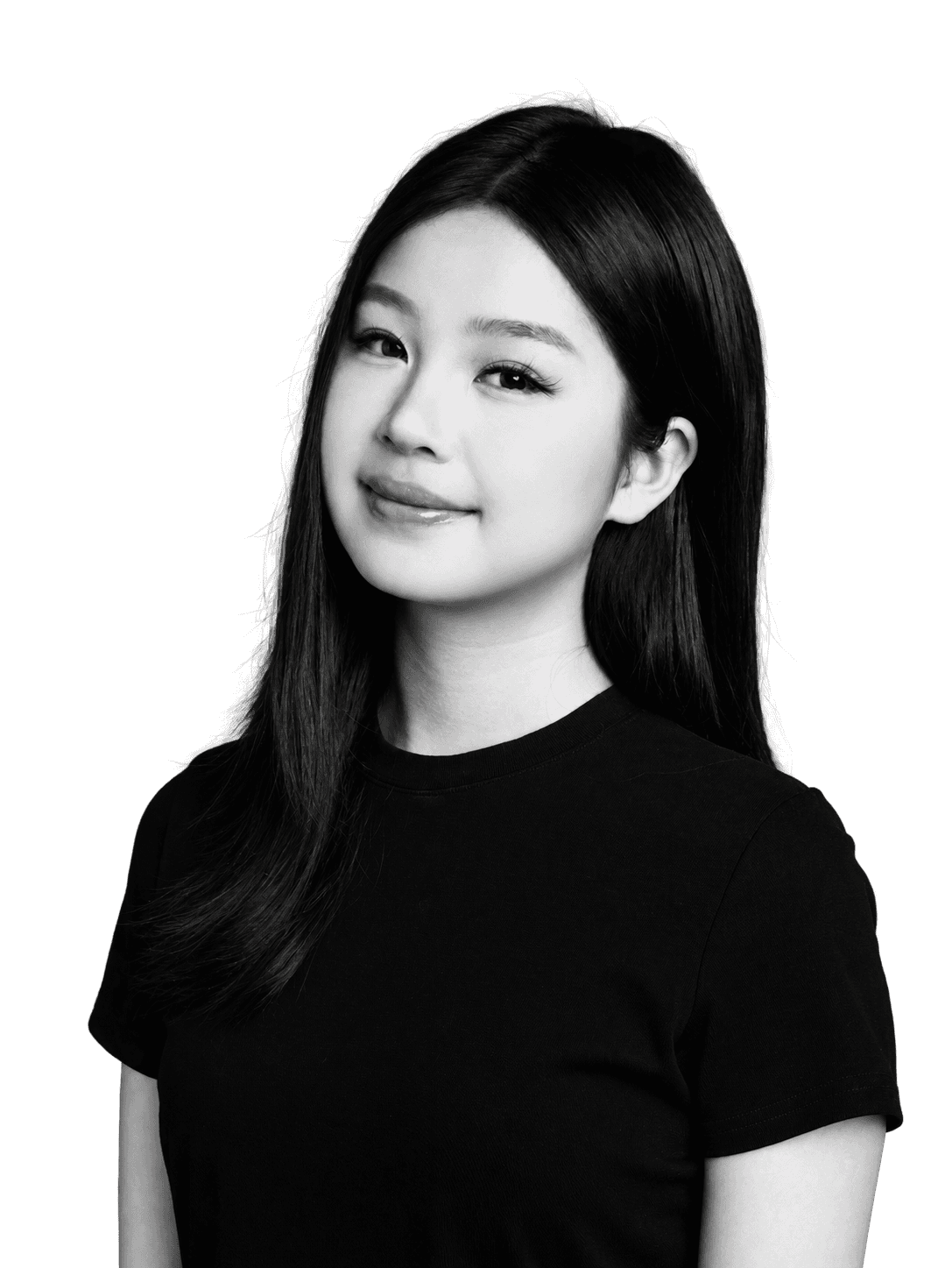 Mia Ding in her original black T-shirt